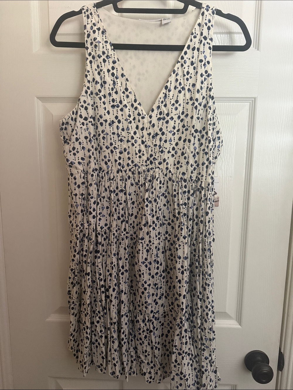 Sincerely Jules White Midi Dress with Navy Spot Print